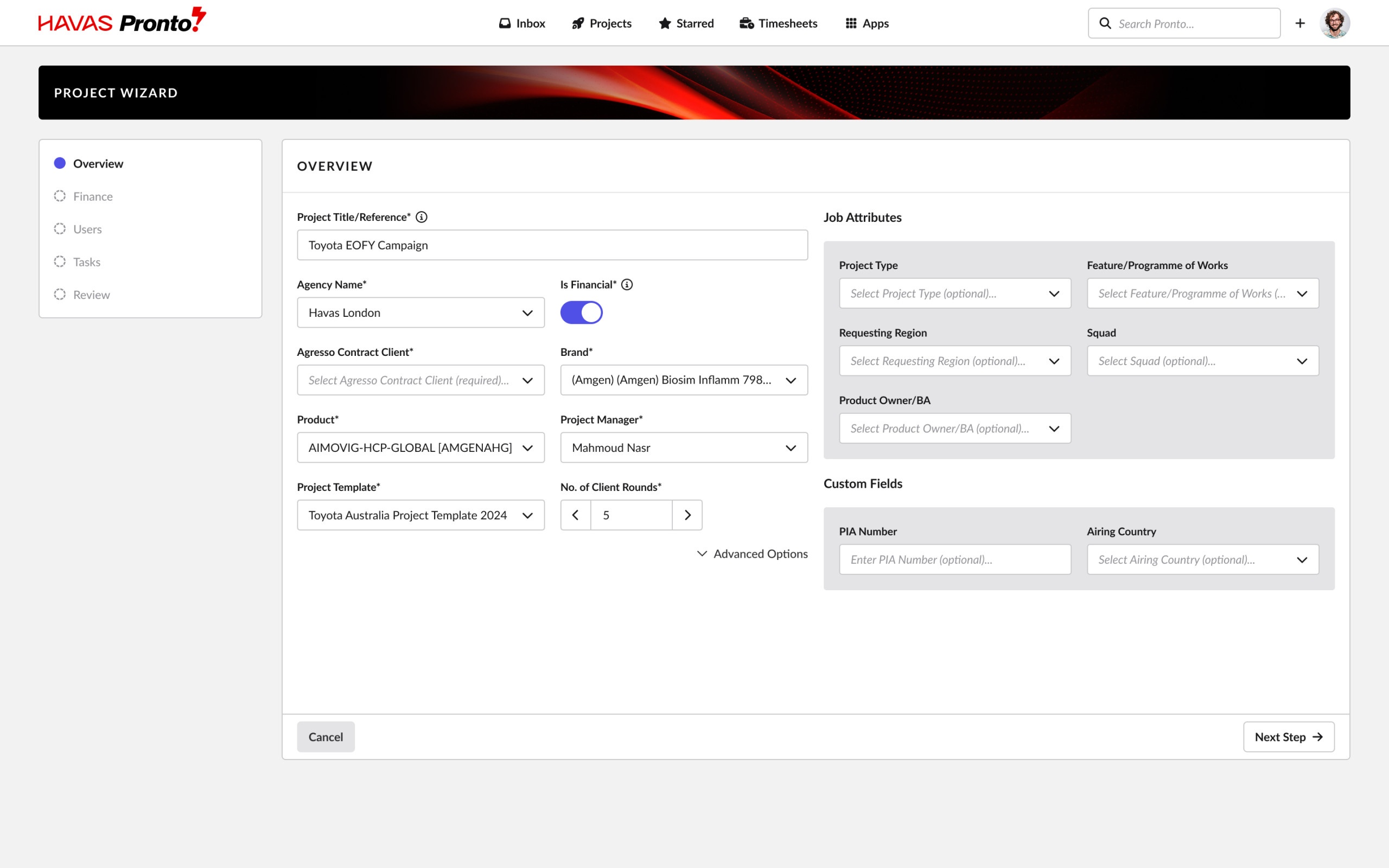 Pront En Formato Create How to create a Project - Pronto
