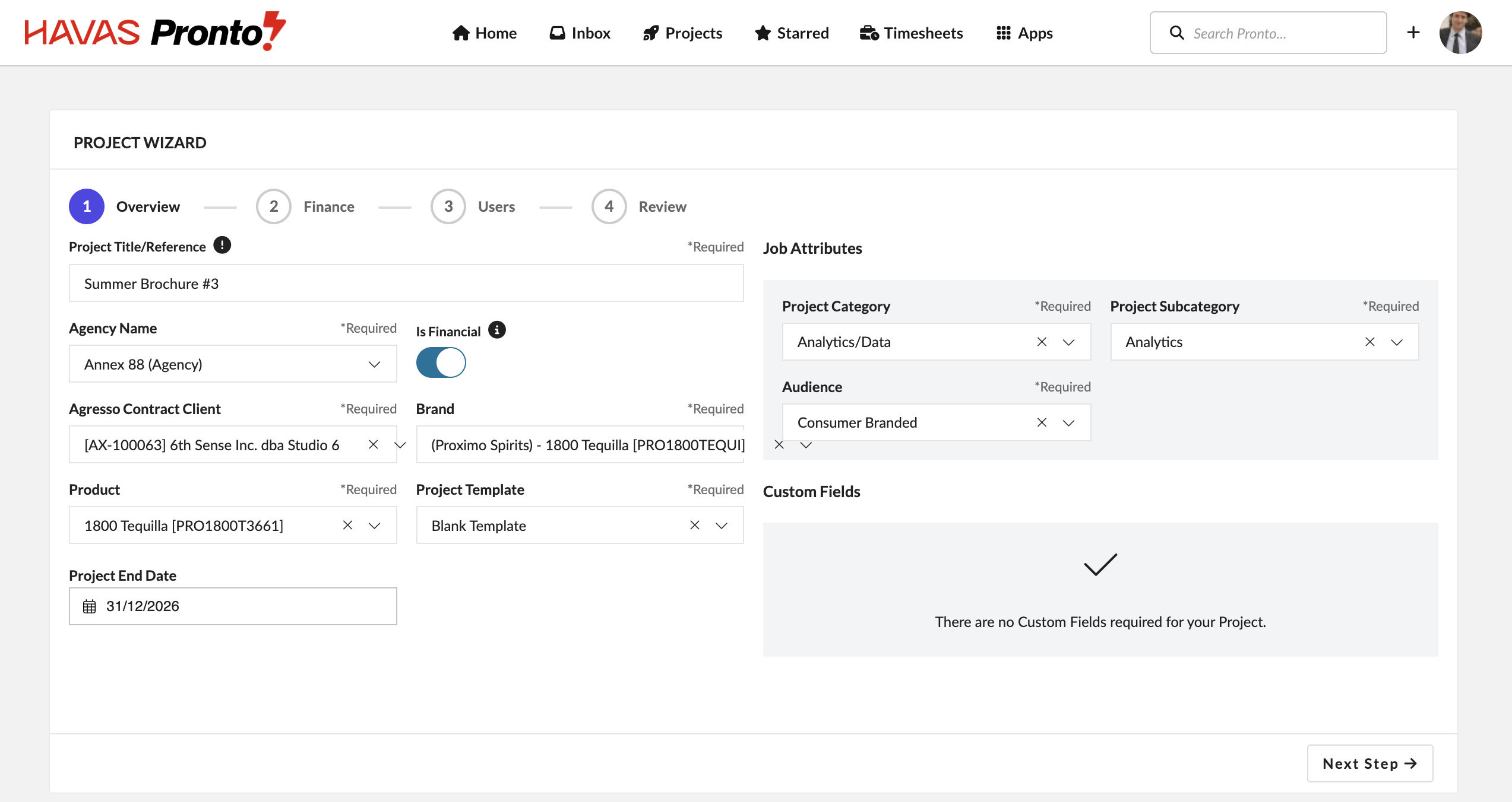 Redesigned Project Wizard with cleaner layout and step-by-step guidance